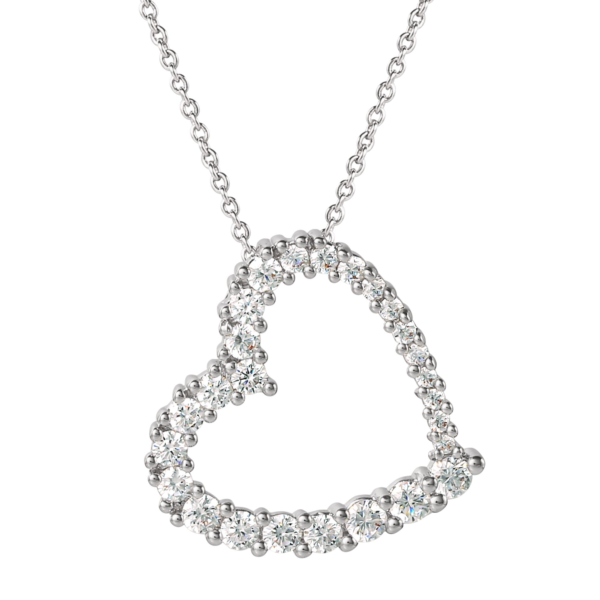 Believe by Brilliance - Collar con colgante de corazón abierto de circonita cúbica chapada en plata fina