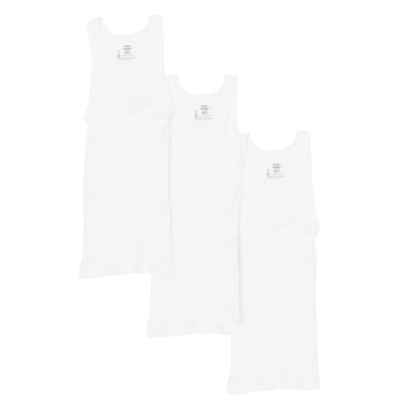 Hanes - Camiseta sin mangas para hombre, color blanco, paquete de 3