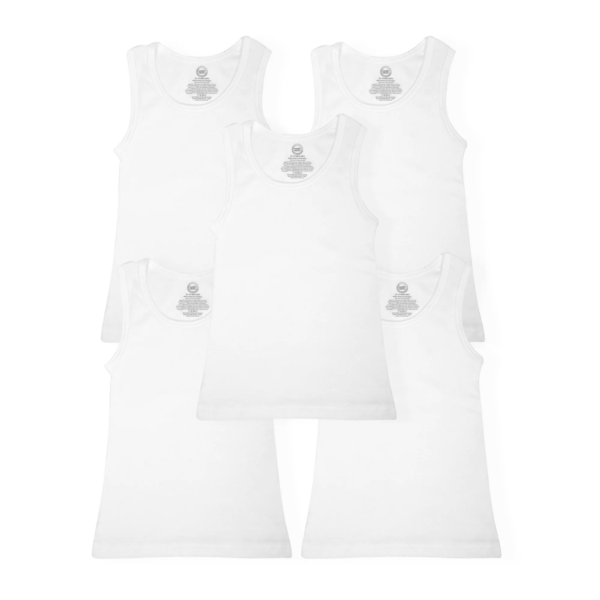 Wonder Nation Camiseta sin mangas blanca para niños, paquete de 5