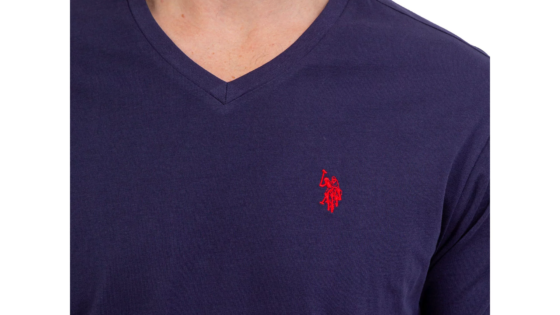 Asociación de polo de EE. UU. Camiseta de manga corta con cuello en V para hombre