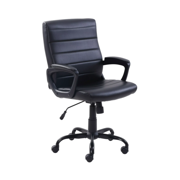 Silla de oficina de gerente con respaldo medio de cuero regenerado Mainstays, varios acabados