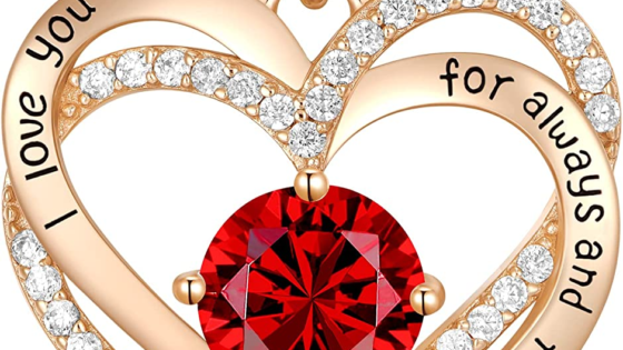 CDE - Collar de plata Forever Love bañado en oro rosa con dije de piedra natal para mujer
